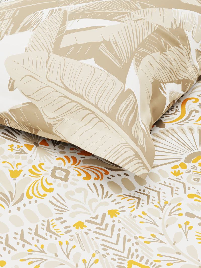 Bamboo Micro Single Bedsheet With 1 Pillow Covers <small> (ornamental-grey/yellow)</small>