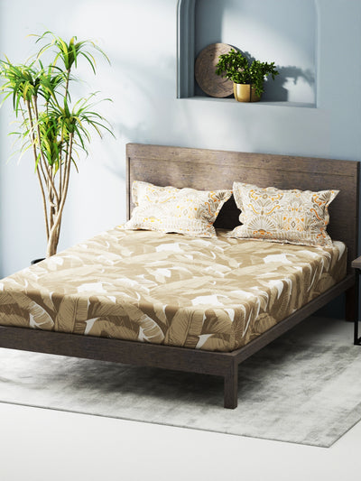 Extra Smooth Double Comforter With 1 Double Bedsheet 2 Pillow Covers, For Ac Room <small> (floral-sand)</small>