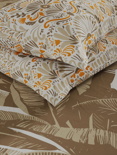 Extra Smooth Double Comforter With 1 Double Bedsheet 2 Pillow Covers, For Ac Room <small> (floral-sand)</small>