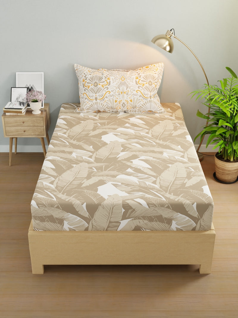 Extra Smooth Micro Single Bedsheet With 1 Pillow Cover <small> (floral-sand)</small>