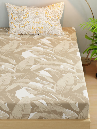 Extra Smooth Micro Single Bedsheet With 1 Pillow Cover <small> (floral-sand)</small>