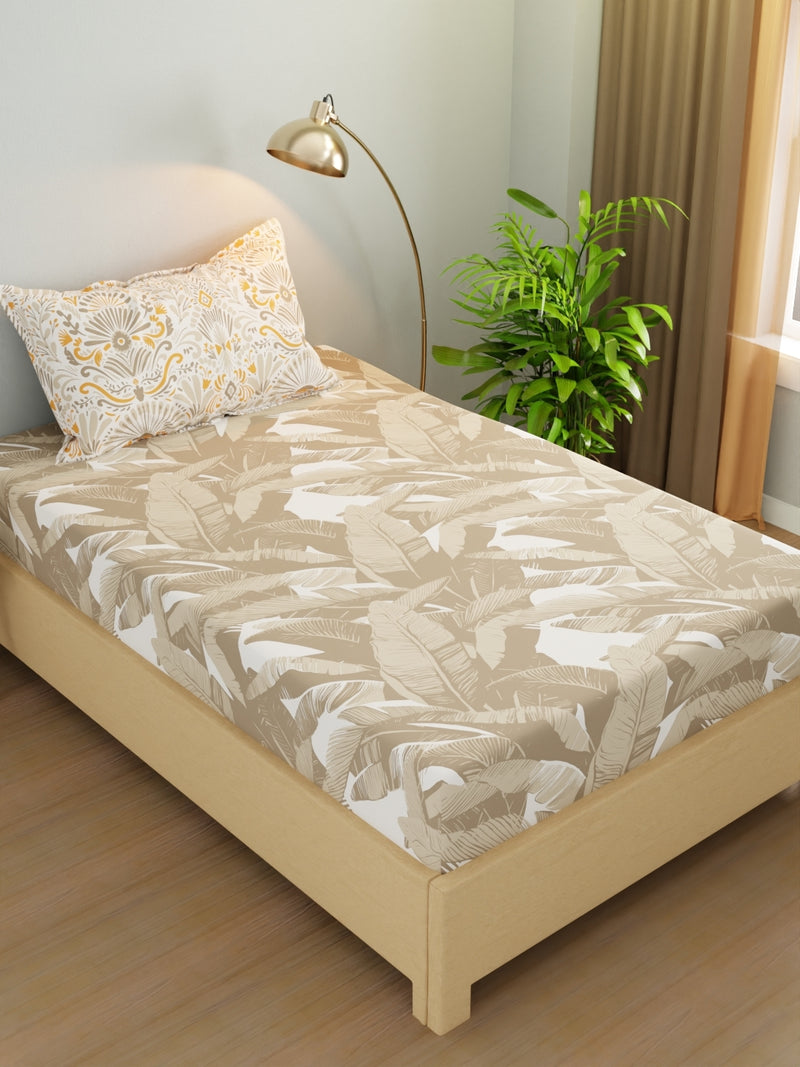 Extra Smooth Micro Single Bedsheet With 1 Pillow Cover <small> (floral-sand)</small>