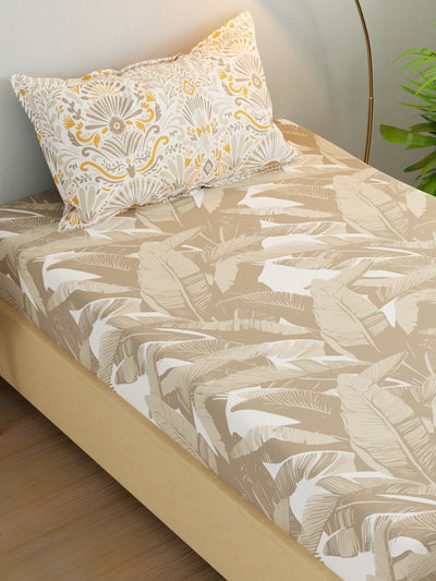 Extra Smooth Micro Single Bedsheet With 1 Pillow Cover <small> (floral-sand)</small>