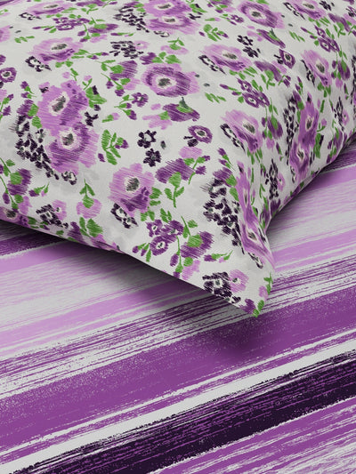 Extra Smooth Micro Single Bedsheet With 1 Pillow Covers <small> (stripe-purple)</small>