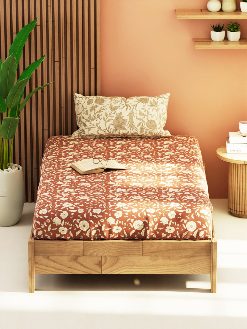 Extra Smooth Micro Single Bedsheet With 1 Pillow Cover <small> (floral-wildrose)</small>