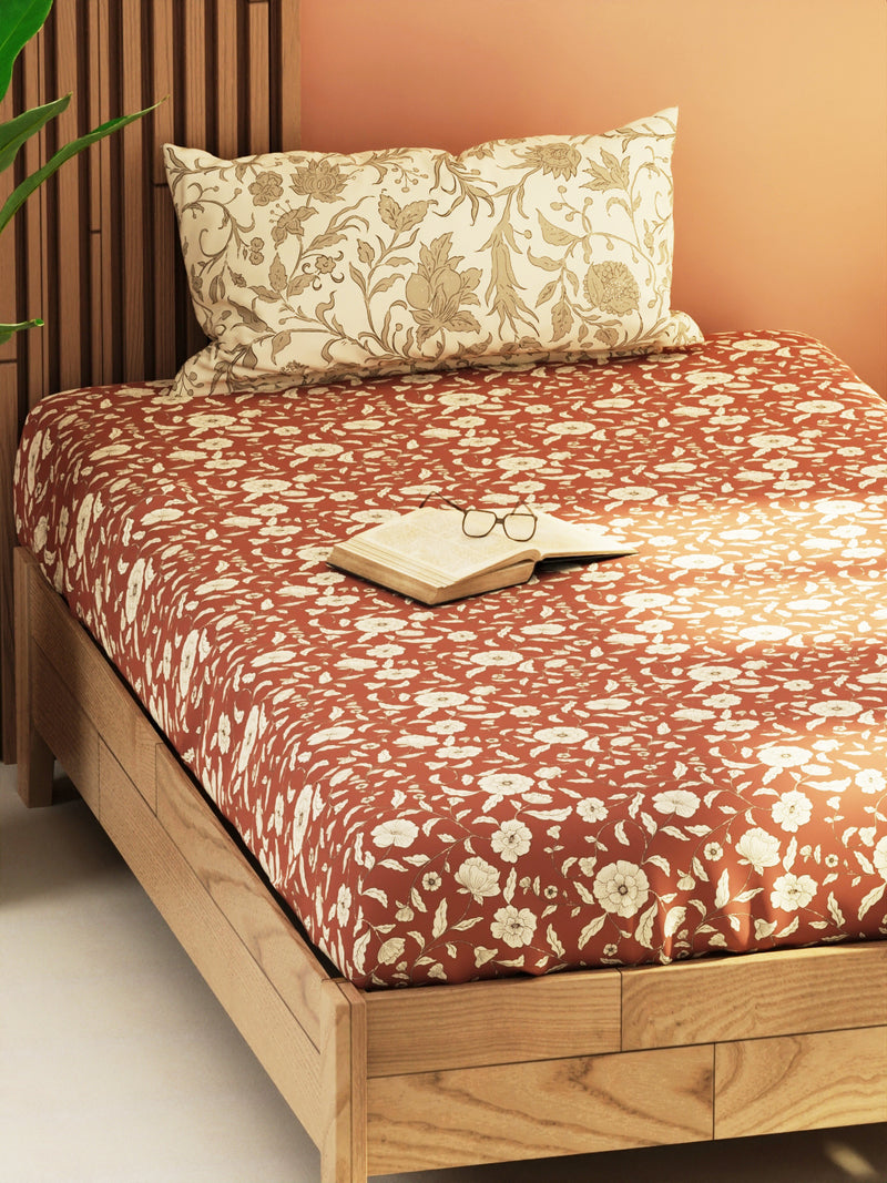 Extra Smooth Micro Single Bedsheet With 1 Pillow Cover <small> (floral-wildrose)</small>