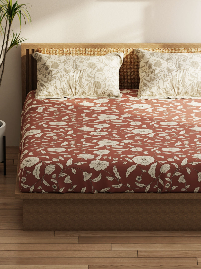 Extra Smooth Micro Double Bedsheet With 2 Pillow Covers <small> (floral-wildrose)</small>