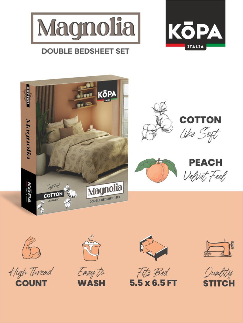 Extra Smooth Micro Double Bedsheet With 2 Pillow Covers <small> (floral-beige/grey)</small>