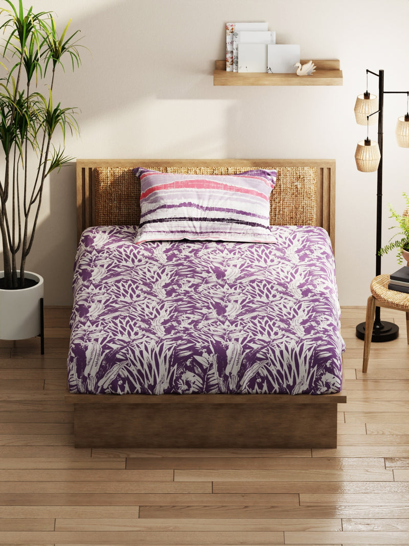 Extra Smooth Micro Single Bedsheet With 1 Pillow Covers <small> (floral-lavendar)</small>