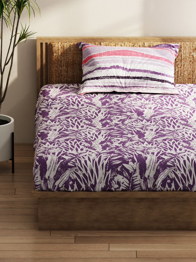 Extra Smooth Micro Single Bedsheet With 1 Pillow Covers <small> (floral-lavendar)</small>