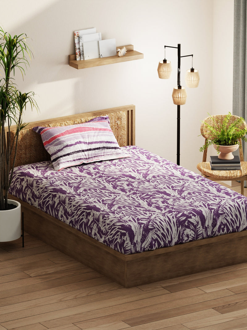 Extra Smooth Micro Single Bedsheet With 1 Pillow Covers <small> (floral-lavendar)</small>