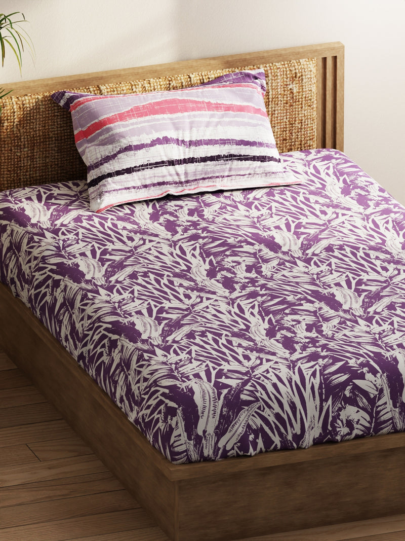 Extra Smooth Micro Single Bedsheet With 1 Pillow Covers <small> (floral-lavendar)</small>