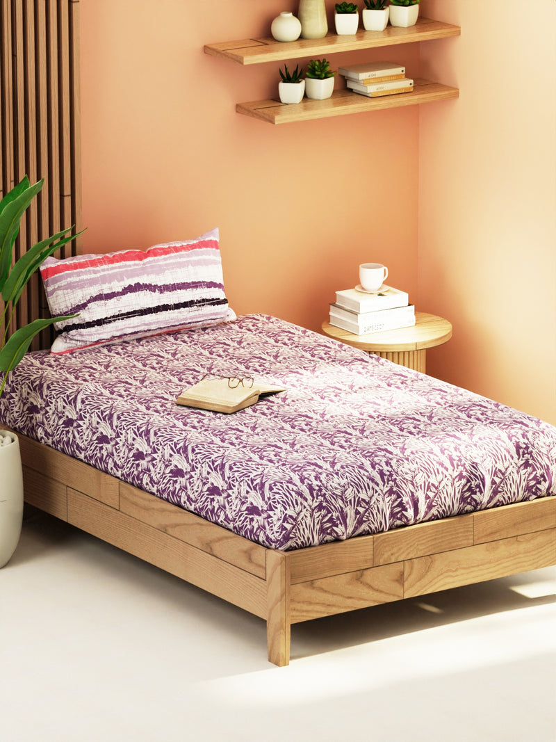 Extra Smooth Micro Single Bedsheet With 1 Pillow Cover <small> (floral-lavendar)</small>