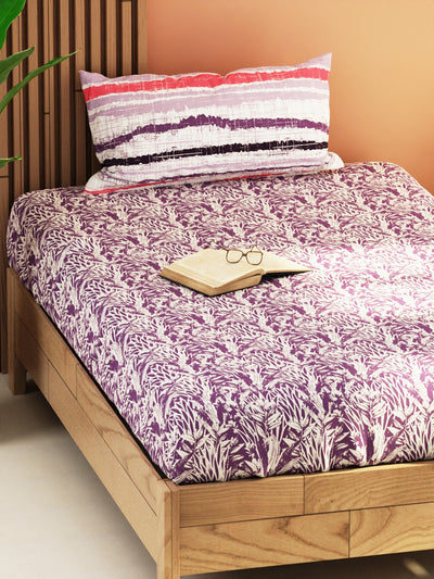 Extra Smooth Micro Single Bedsheet With 1 Pillow Cover <small> (floral-lavendar)</small>