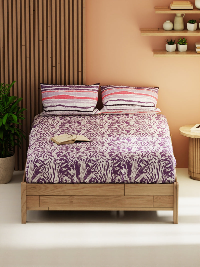 Extra Smooth Micro Double Bedsheet With 2 Pillow Covers <small> (floral-lavendar)</small>