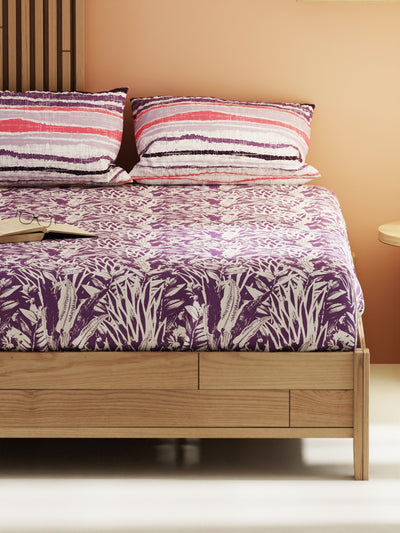 Extra Smooth Micro Double Bedsheet With 2 Pillow Covers <small> (floral-lavendar)</small>