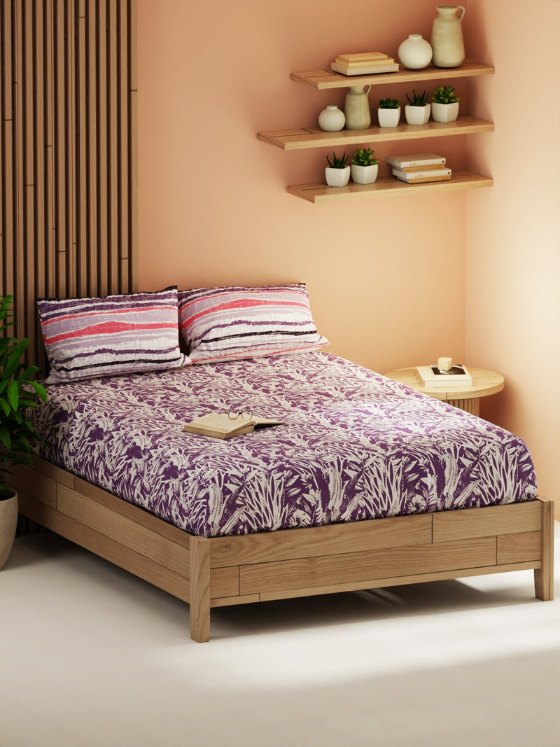 Extra Smooth Micro Double Bedsheet With 2 Pillow Covers <small> (floral-lavendar)</small>