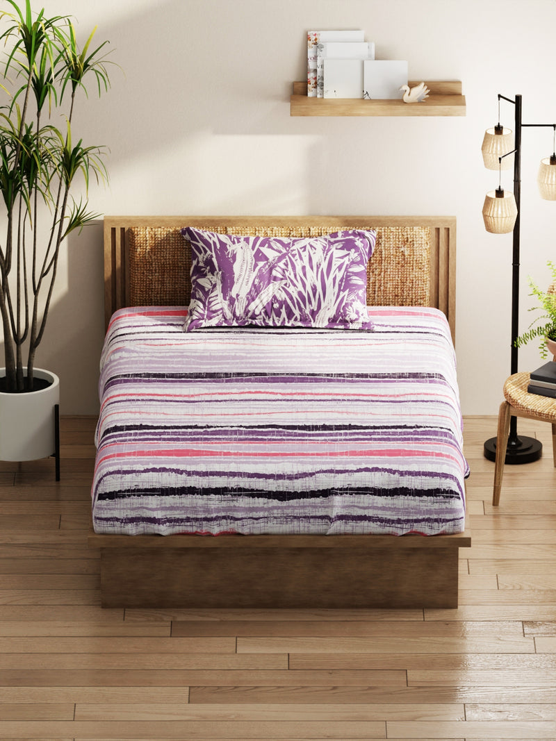 Extra Smooth Micro Single Bedsheet With 1 Pillow Covers <small> (abstract-lilac)</small>