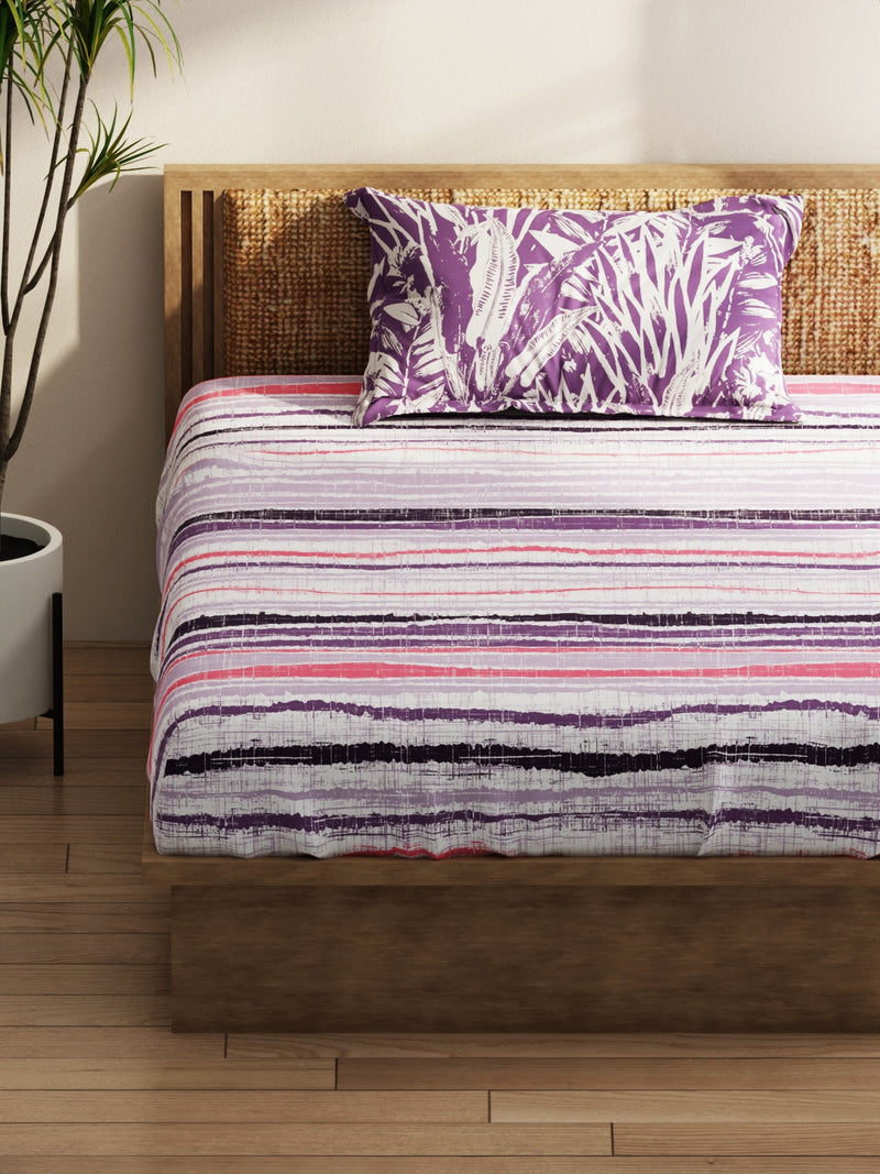 Extra Smooth Micro Single Bedsheet With 1 Pillow Covers <small> (abstract-lilac)</small>