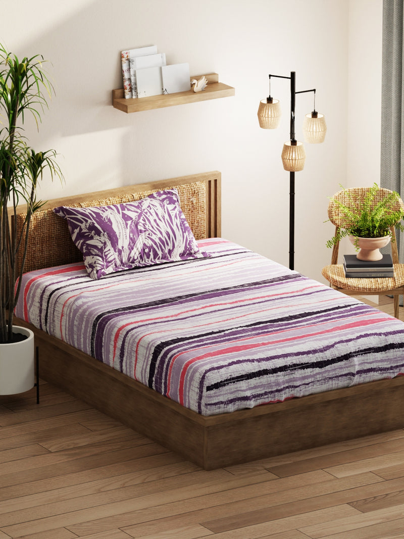 Extra Smooth Micro Single Bedsheet With 1 Pillow Covers <small> (abstract-lilac)</small>