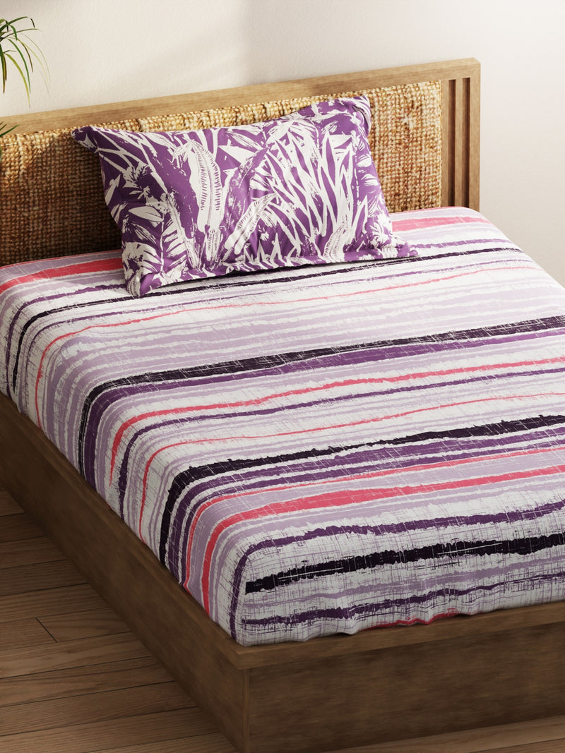 Extra Smooth Micro Single Bedsheet With 1 Pillow Covers <small> (abstract-lilac)</small>