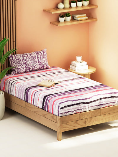 Extra Smooth Micro Single Bedsheet With 1 Pillow Cover <small> (abstract-lilac)</small>