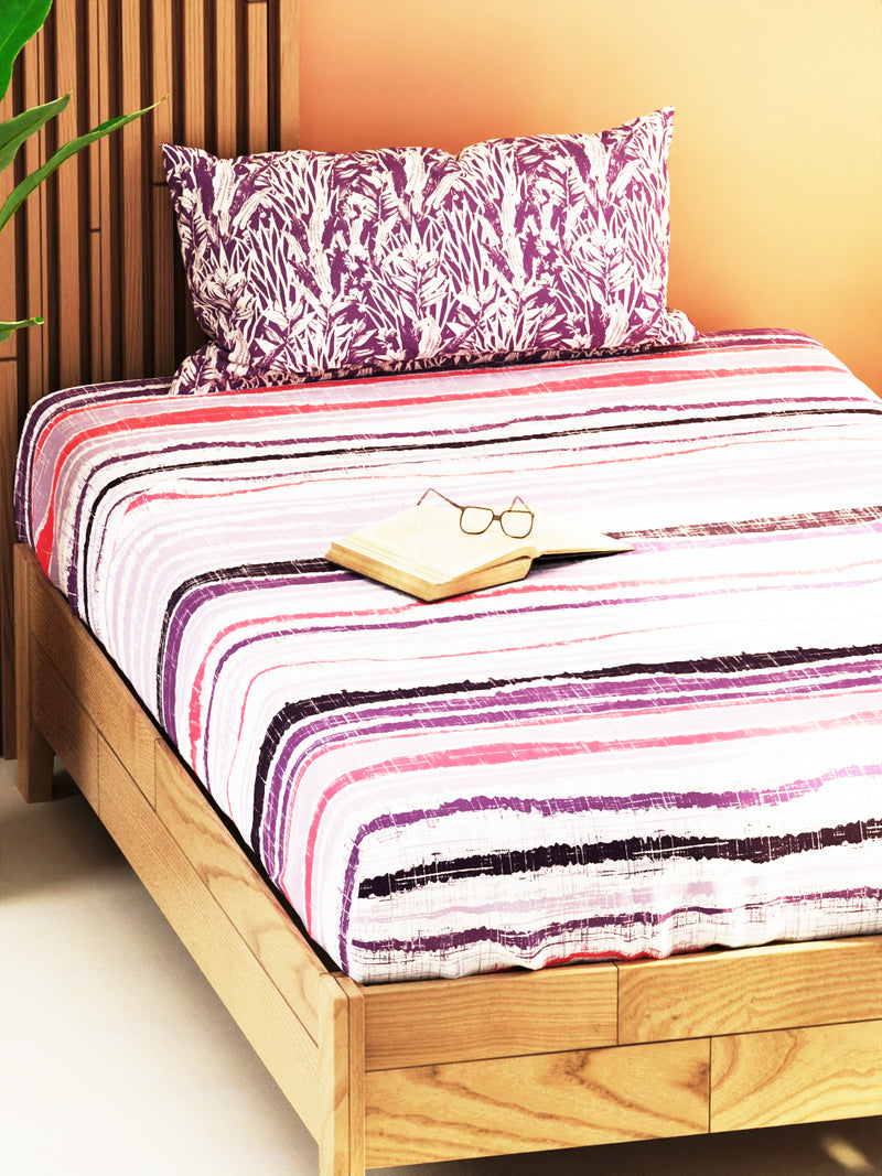 Extra Smooth Micro Single Bedsheet With 1 Pillow Cover <small> (abstract-lilac)</small>