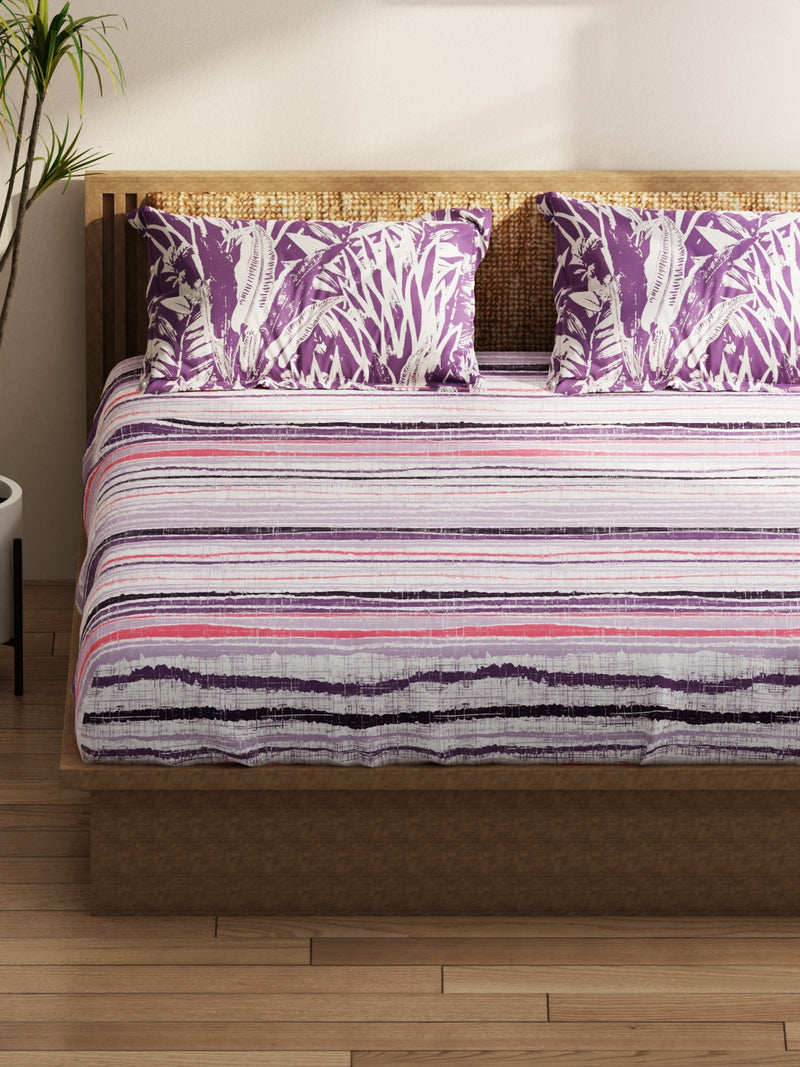 Extra Smooth Micro Double Bedsheet With 2 Pillow Covers <small> (abstract-lilac)</small>