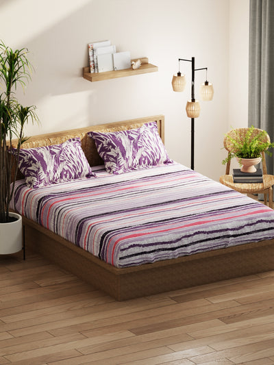 Extra Smooth Micro Double Bedsheet With 2 Pillow Covers <small> (abstract-lilac)</small>
