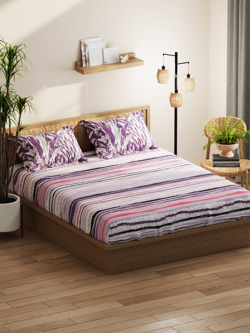 Extra Smooth Micro Double Bedsheet With 2 Pillow Covers <small> (abstract-lilac)</small>