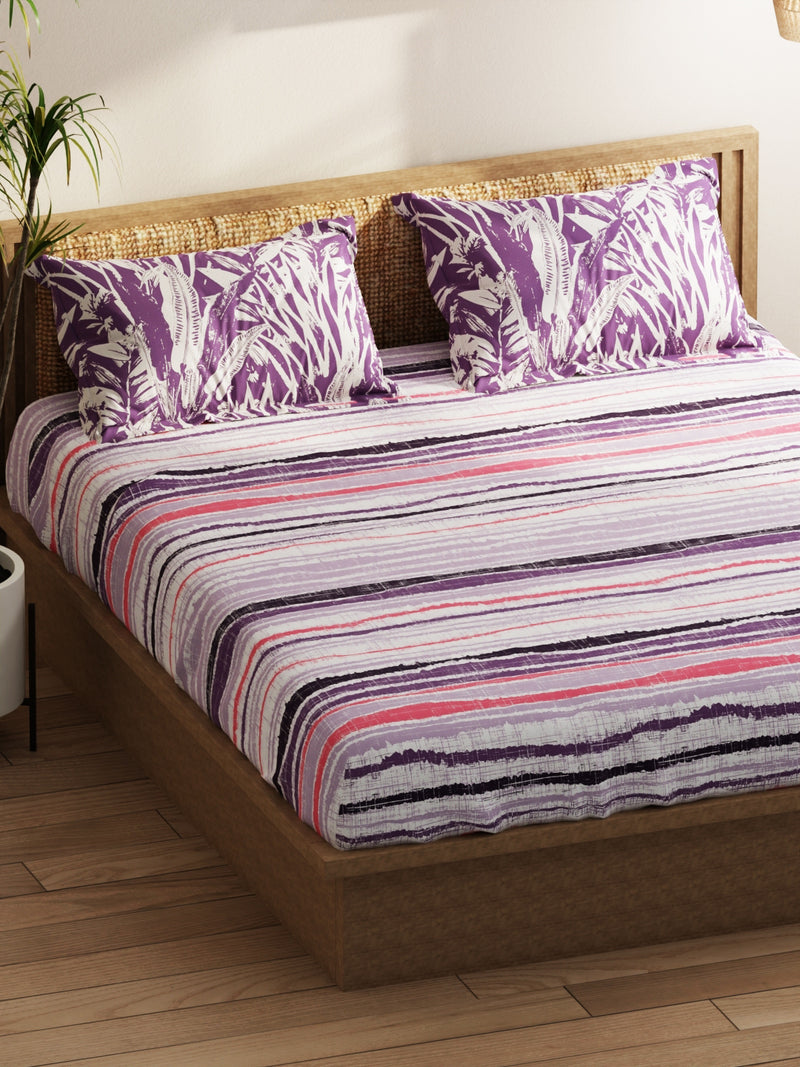 Extra Smooth Micro Double Bedsheet With 2 Pillow Covers <small> (abstract-lilac)</small>