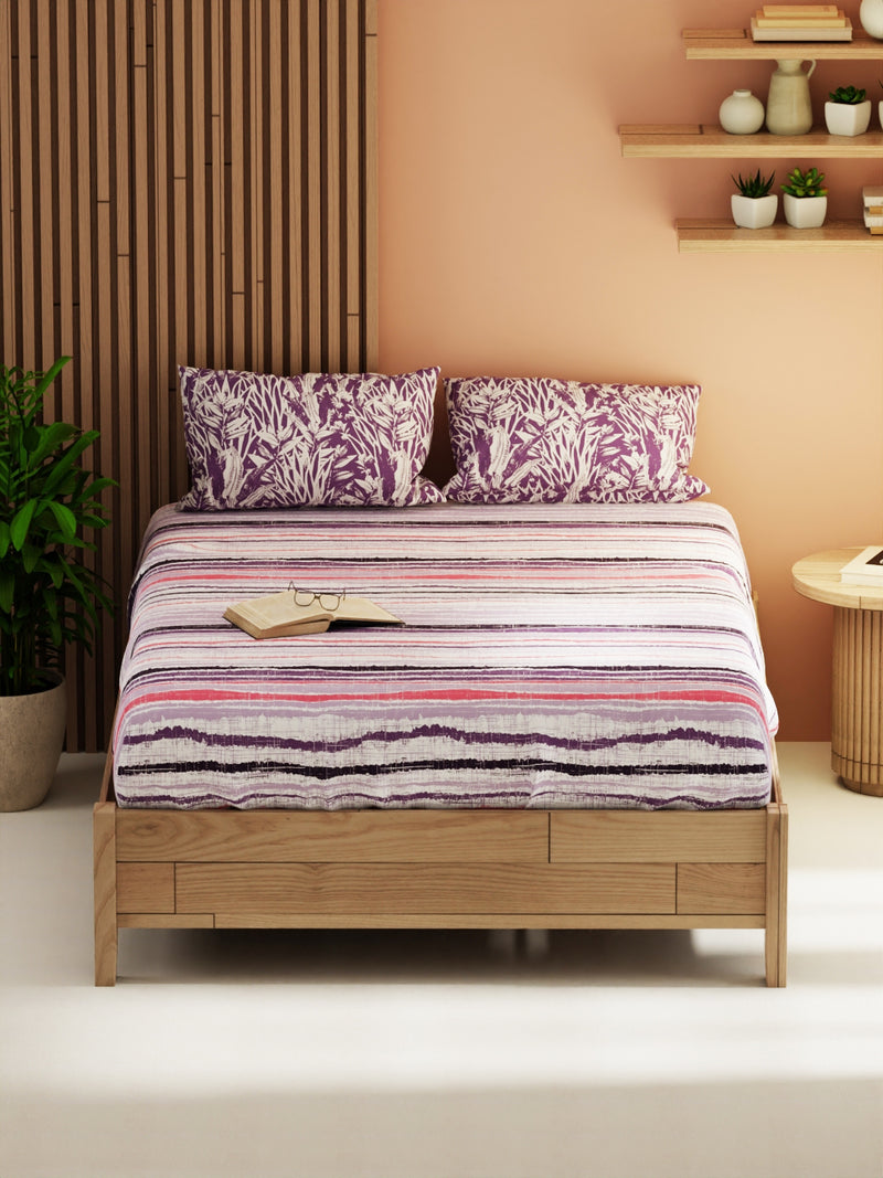 Extra Smooth Micro Double Bedsheet With 2 Pillow Covers <small> (abstract-lilac)</small>