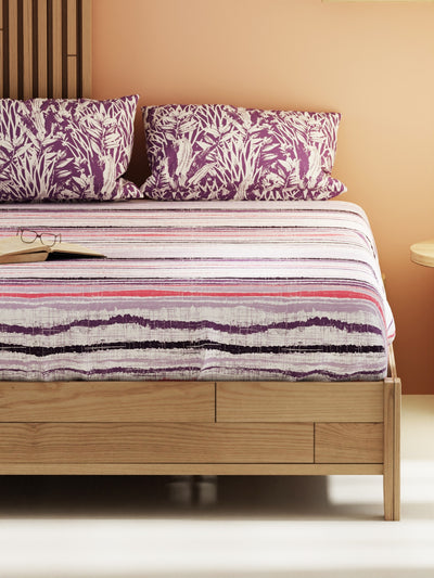 Extra Smooth Micro Double Bedsheet With 2 Pillow Covers <small> (abstract-lilac)</small>