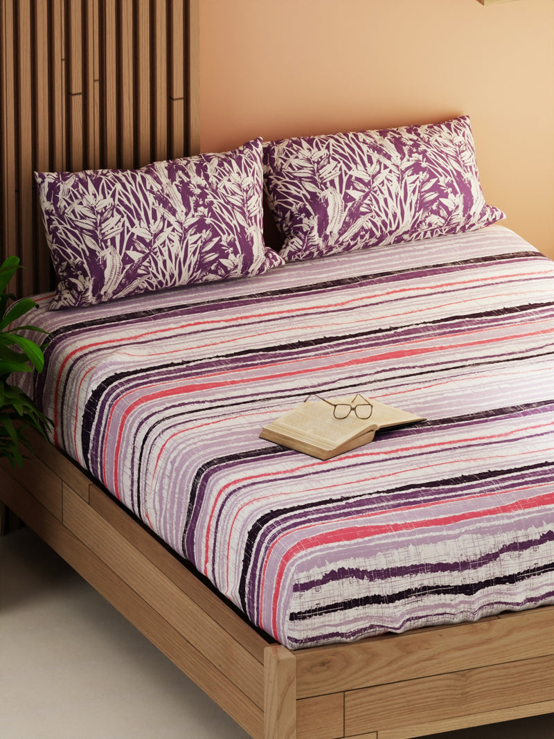 Extra Smooth Micro Double Bedsheet With 2 Pillow Covers <small> (abstract-lilac)</small>