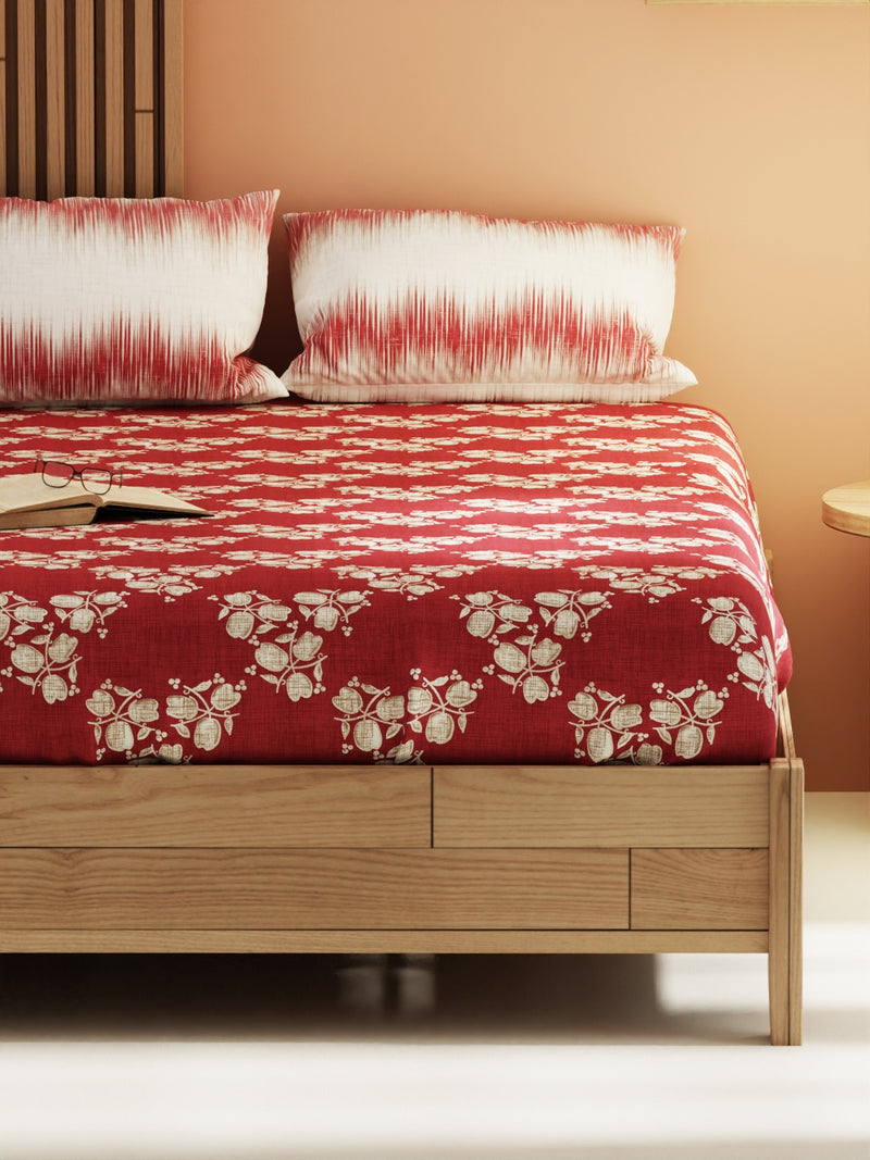 Extra Smooth Micro Double Bedsheet With 2 Pillow Covers <small> (floral-burgundy)</small>