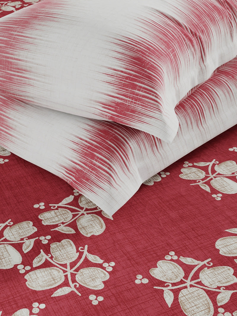 Extra Smooth Micro Double Bedsheet With 2 Pillow Covers <small> (floral-burgundy)</small>