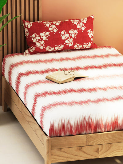 Extra Smooth Micro Single Bedsheet With 1 Pillow Cover <small> (abstract-blush/burgundy)</small>