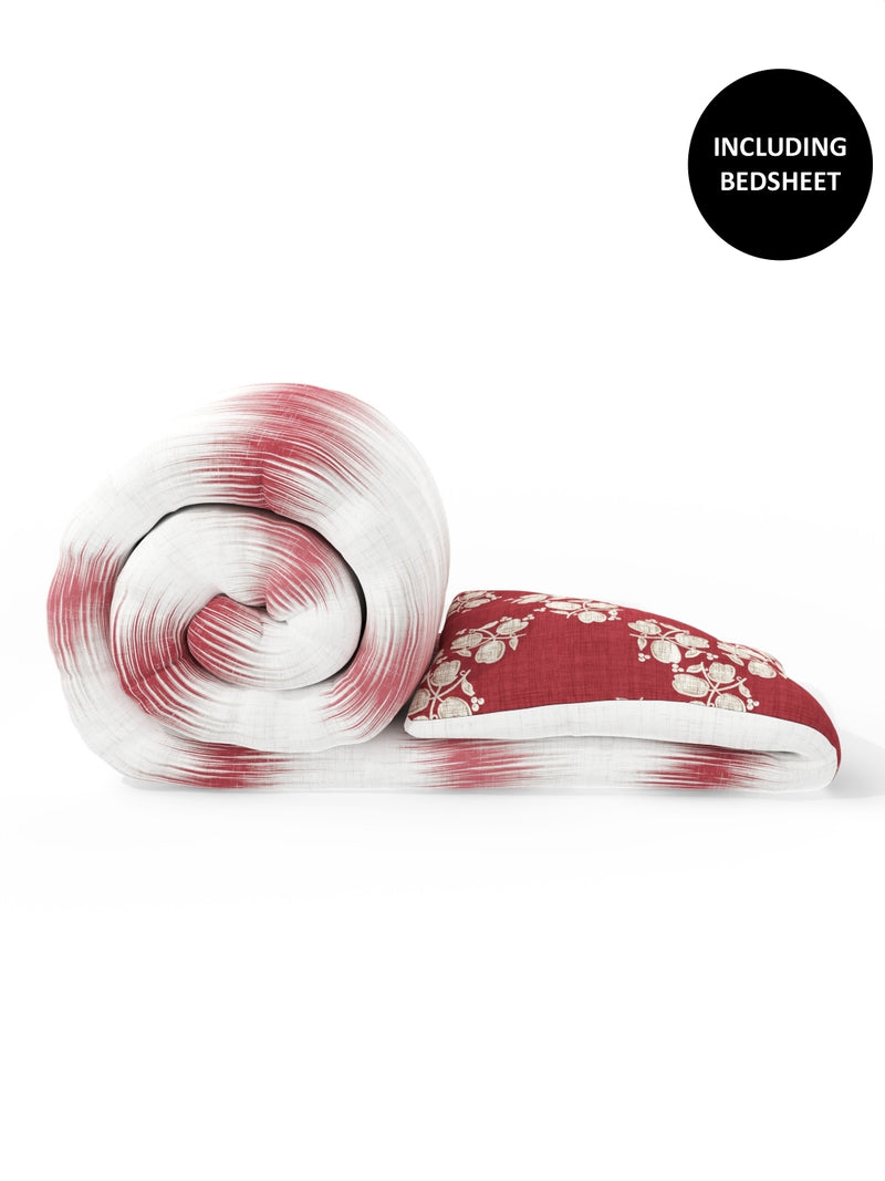 Extra Smooth Double Comforter With 1 Double Bedsheet 2 Pillow Covers, For Ac Room <small> (abstract-blush/burgundy)</small>
