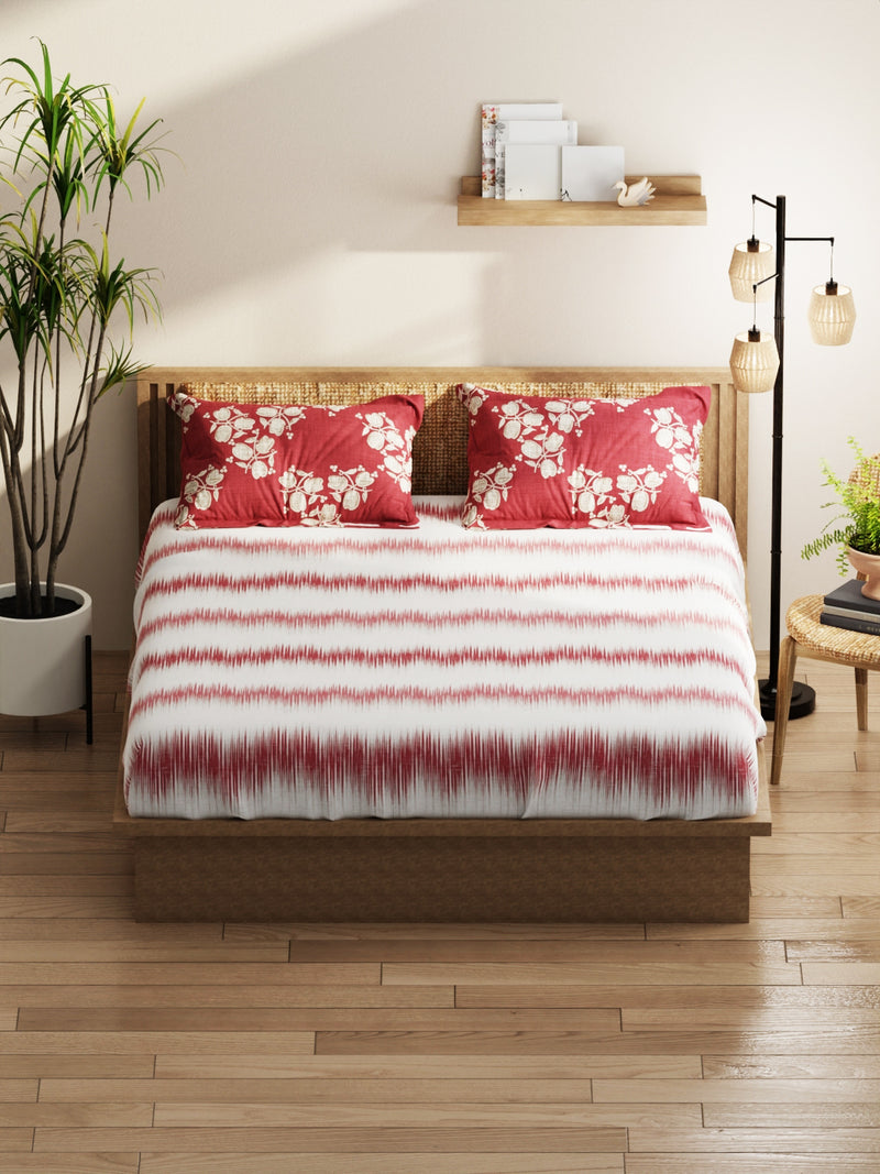 Extra Smooth Micro Double Bedsheet With 2 Pillow Covers <small> (abstract-blush/burgundy)</small>