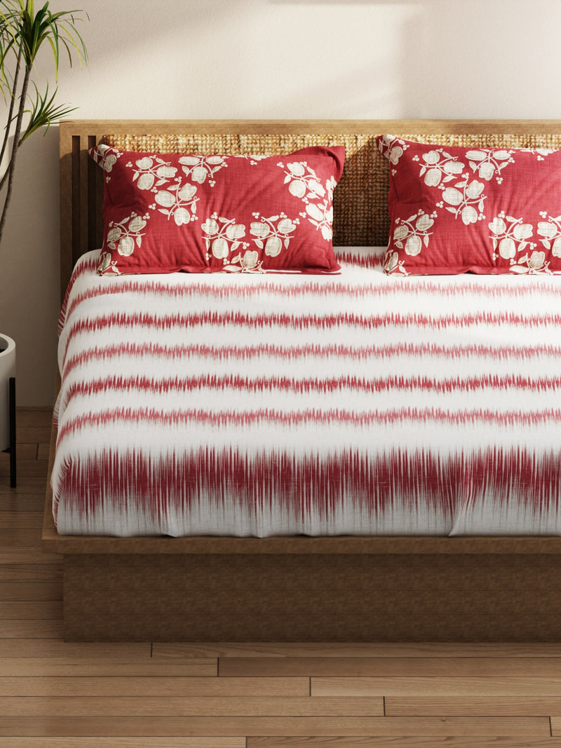 Extra Smooth Micro Double Bedsheet With 2 Pillow Covers <small> (abstract-blush/burgundy)</small>