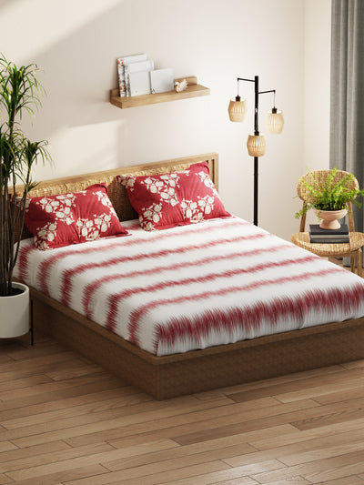 Extra Smooth Micro Double Bedsheet With 2 Pillow Covers <small> (abstract-blush/burgundy)</small>