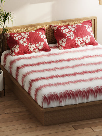 Extra Smooth Micro Double Bedsheet With 2 Pillow Covers <small> (abstract-blush/burgundy)</small>