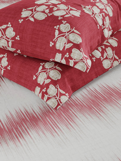 Extra Smooth Micro Double Bedsheet With 2 Pillow Covers <small> (abstract-blush/burgundy)</small>