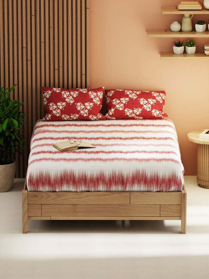 Extra Smooth Micro Double Bedsheet With 2 Pillow Covers <small> (abstract-blush/burgundy)</small>