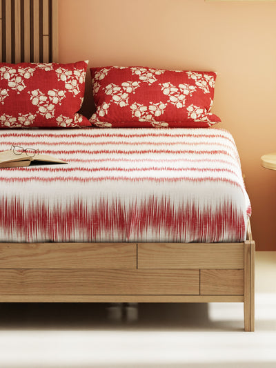 Extra Smooth Micro Double Bedsheet With 2 Pillow Covers <small> (abstract-blush/burgundy)</small>