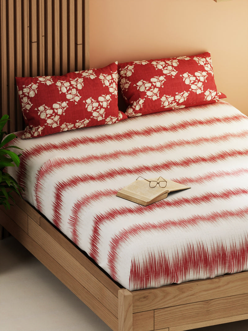 Extra Smooth Micro Double Bedsheet With 2 Pillow Covers <small> (abstract-blush/burgundy)</small>