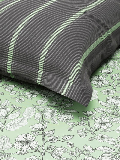 Extra Smooth Micro Single Bedsheet With 1 Pillow Cover <small> (floral-pistachio)</small>