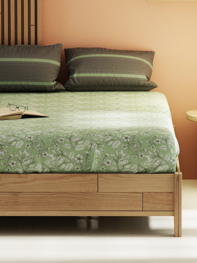 Extra Smooth Micro Double Bedsheet With 2 Pillow Covers <small> (floral-pistachio)</small>