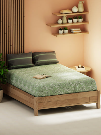 Extra Smooth Micro Double Bedsheet With 2 Pillow Covers <small> (floral-pistachio)</small>