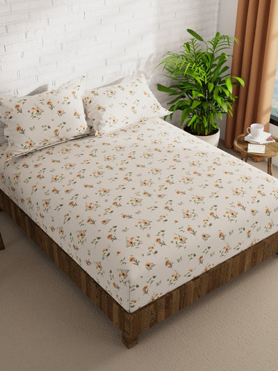 Extra Smooth Micro Double Bedsheet With 2 Pillow Covers <small> (floral-sand)</small>